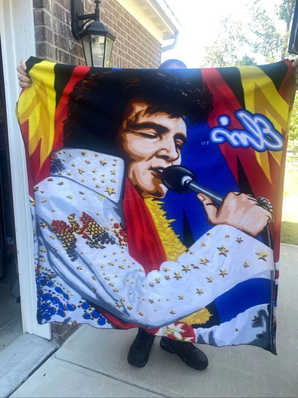 Elvis Presley 2012 polyester fleece the Northwest Company blanket Stain